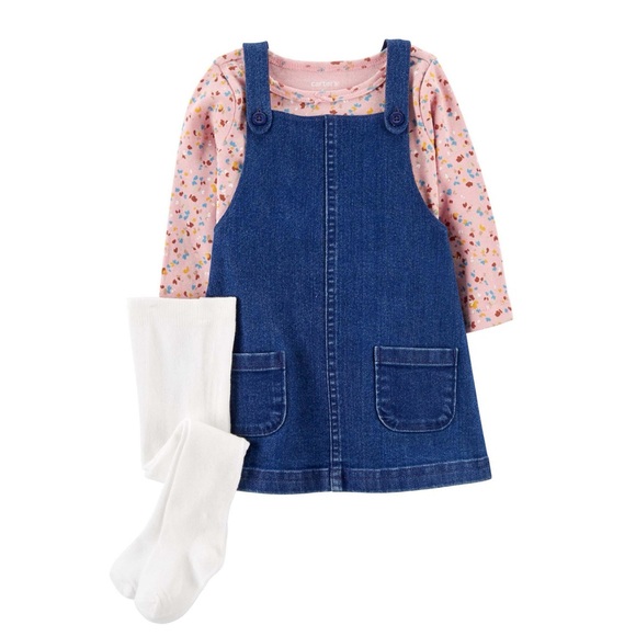 Baby 3-Piece Tee & Chambray Jumper Set SIZE 24M - Picture 1 of 17